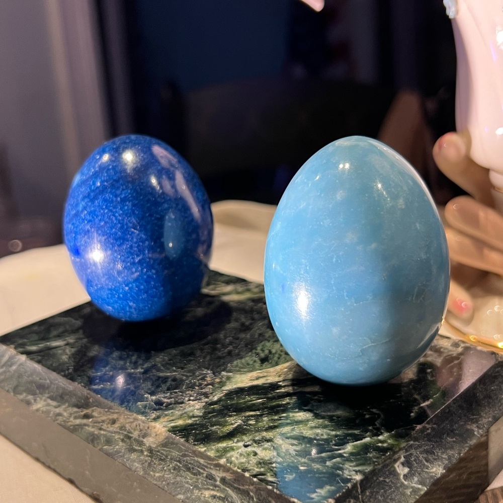 Unique Vintage Blue and Light Blue Decorative Eggs-Calming Colors Scheme.